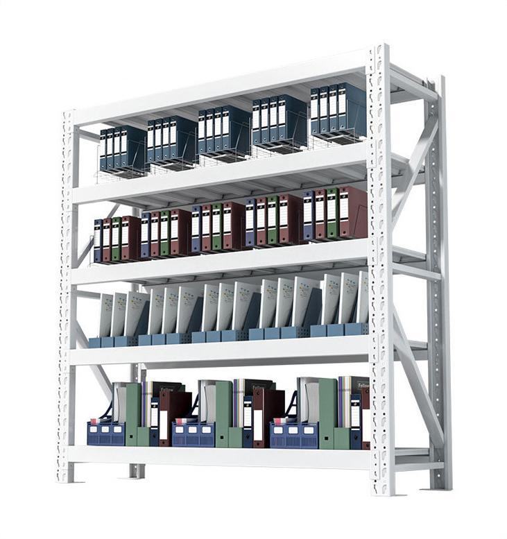 Storage Rack ชั้นวางของคลังสินค้าแบบขนาดกลาง 4 ชั้น สีเทาอ่อน มีสินค้าพร้อมส่ง รับน้ำหนักได้ 200/350 กก. ขนาดมาตรฐาน 200×60×200 ซม