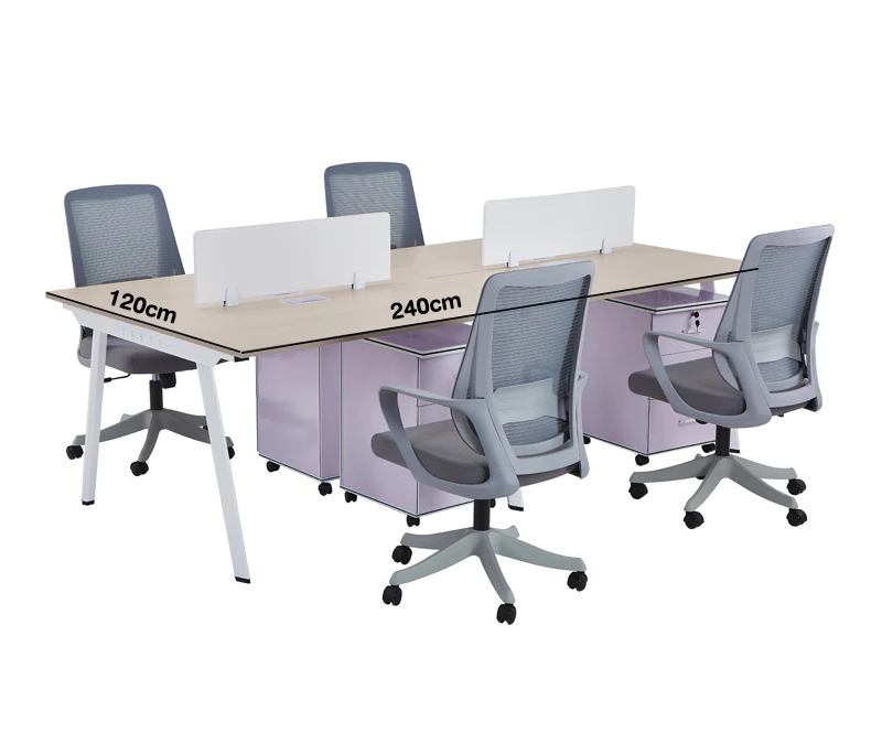 4-Seater Desk โต๊ะทำงาน4คน มินิมอล 240×120×75cm ไม่มีเก้าอี้และตู้ - มีของในคลังไทย - โต๊ะสำหรับบ้าน/สำนักงานเล็ก