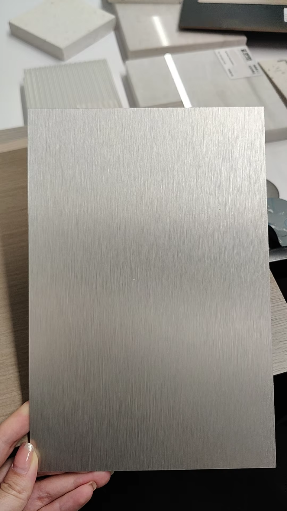 Brushed stainless steel plate