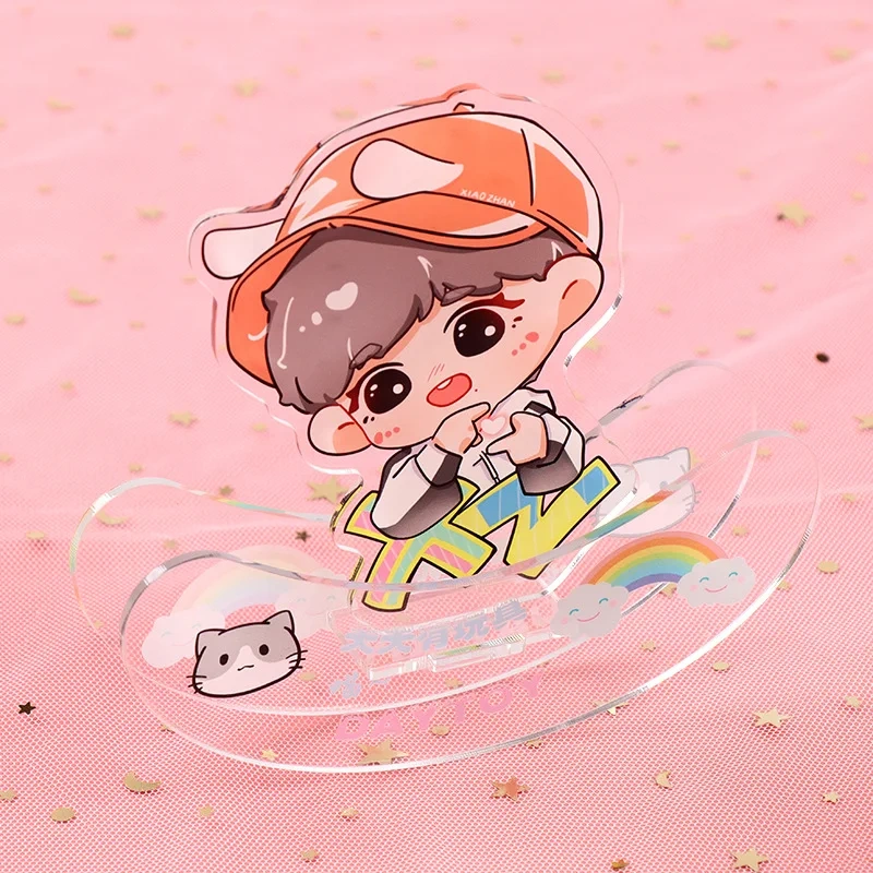 Custom Clear Acrylic Keychain Logo Cartoon Glitter Epoxy Keychain Charm Pin Stand Plastic Key Chain Anime Acrylic KeyringCustom