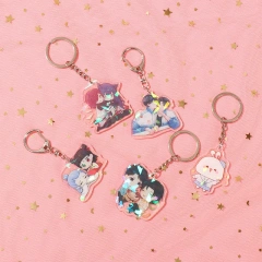 Custom Clear Acrylic Keychain Logo Cartoon Glitter Epoxy Keychain Charm Pin Stand Plastic Key Chain Anime Acrylic KeyringCustom