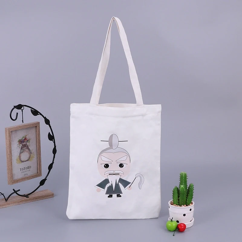 Women's Canvas Shoulder Bag Small Makeup Drawstring Shopping Cotton Canvas Tote Bag Custom Canvas Bag With Custom Printed Logo
