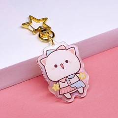 Custom Clear Acrylic Keychain Logo Cartoon Glitter Epoxy Keychain Charm Pin Stand Plastic Key Chain Anime Acrylic KeyringCustom