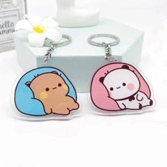 Customized Double Sided Printing Holographic Charm Anime Acrylic Keychain With Glitter Epoxy Acrylic Keychain Engraving Laser