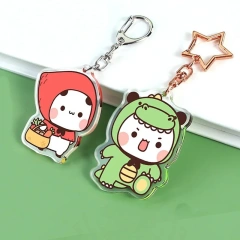 Customized Double Sided Printing Holographic Charm Anime Acrylic Keychain With Glitter Epoxy Acrylic Keychain Engraving Laser