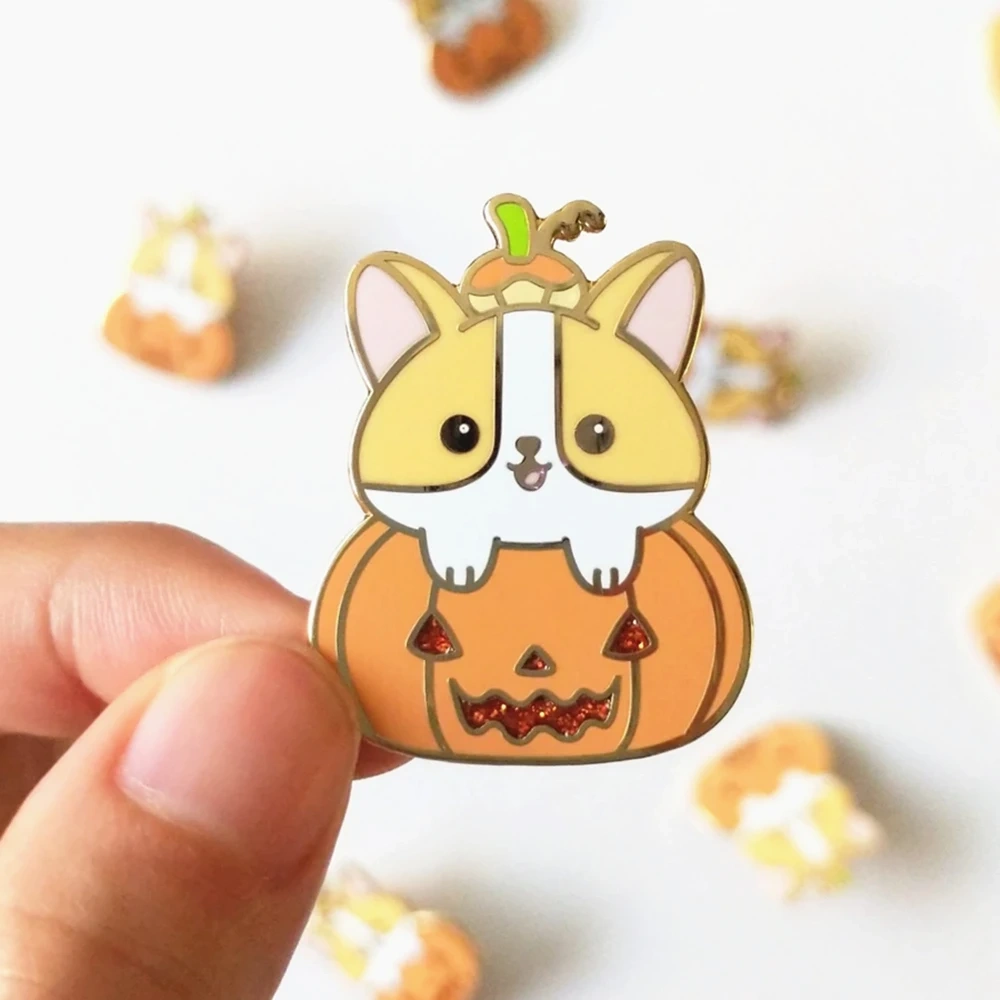 Custom Lapel pin With Chain Metal Badge Animal Gog Cat Gold Spinning Design Cartoon Anime Soft Hard Enamel Pin Custom Lapel Pin