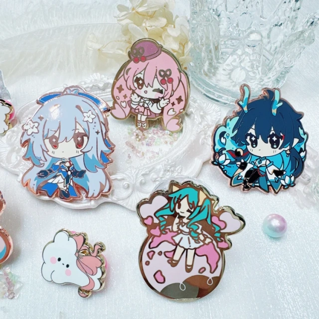 Custom Enamel Pin Anime Cute Hard Enamel Pin Custom Badge Manufacturer Cartoon Glitter UV Printed Soft Lapel Pin Metal Logo