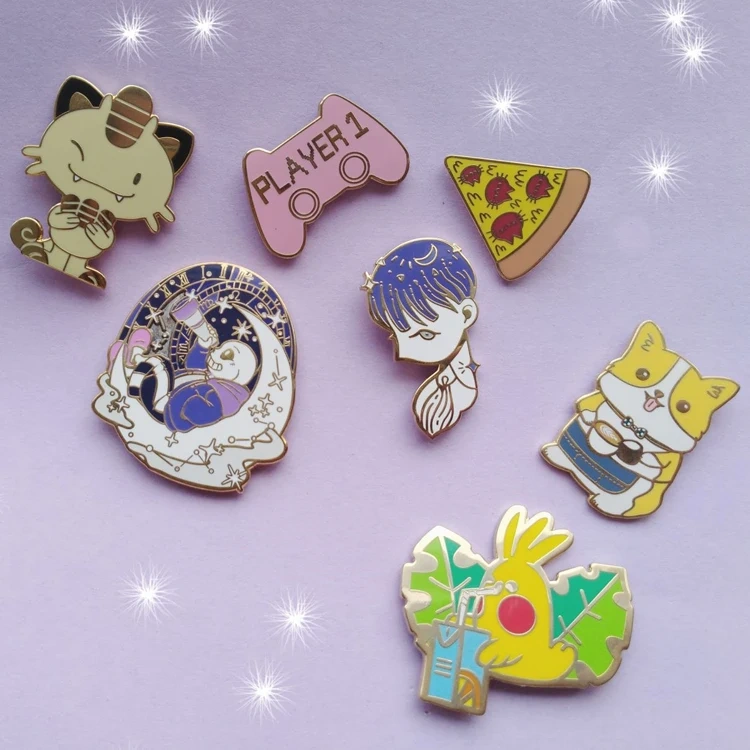 Custom Lapel pin With Chain Metal Badge Animal Gog Cat Gold Spinning Design Cartoon Anime Soft Hard Enamel Pin Custom Lapel Pin
