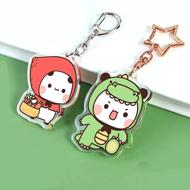 Acrylic Keychain  Laser Cut Plastic Diy Design Customised Clear Printed Anime Glitter Acrylic Charm Custom Cartoon Key Chain