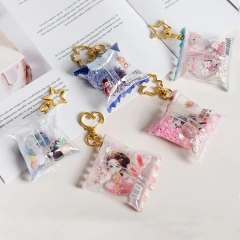 Custom Anime Diy Candy Bag pvc Keychain Charm Color Shaker Candy Photo Acrylic Key Chain Candy Bag Keychain