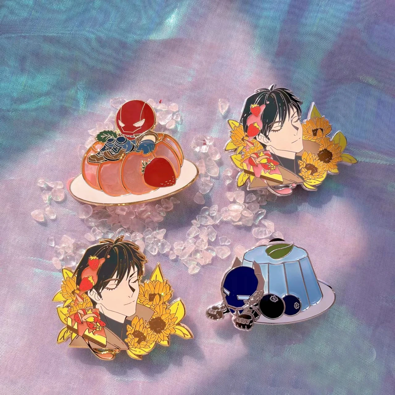 Custom Metal Pin Badge Logo Manufacturer Cute Cartoon Anime Glitter Rose GoldHard Enamel Pin Soft Custom Enamel Lapel Pins