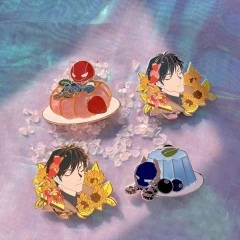 Custom Metal Pin Badge Logo Manufacturer Cute Cartoon Anime Glitter Rose GoldHard Enamel Pin Soft Custom Enamel Lapel Pins