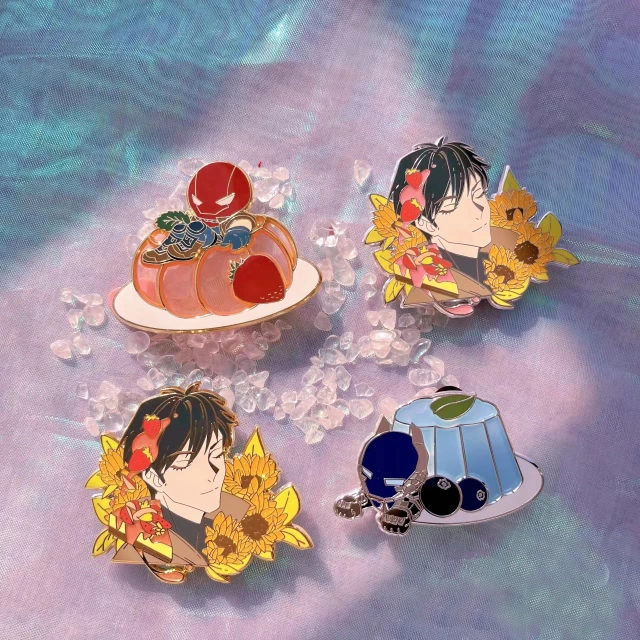 Custom Metal Pin Badge Logo Manufacturer Cute Cartoon Anime Glitter Rose GoldHard Enamel Pin Soft Custom Enamel Lapel Pins