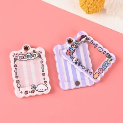Custom Acrylic Photocard Holder Kpop Cartoon Anime Glitter Photo Card Case Keyring High Quality Acrylic Snap in photo keychain