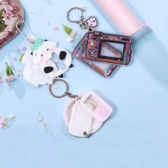 NO MOQ Custom Anime Keychain Glitter Acrylic Key Chain Maker Logo Acrylic Charms Mini Clear Epoxy Acrylic Keyring China