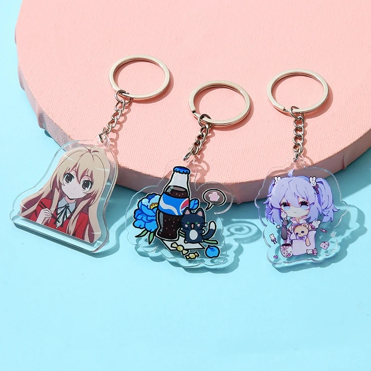DIY Personalized Keychain Acrylic China Clear Plastic Acrylic Key Chains Customize Frosted Anime Double Sided Acrylic Charms