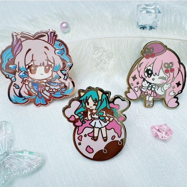 Custom Enamel Pin Anime Cute Hard Enamel Pin Custom Badge Manufacturer Cartoon Glitter UV Printed Soft Lapel Pin Metal Logo