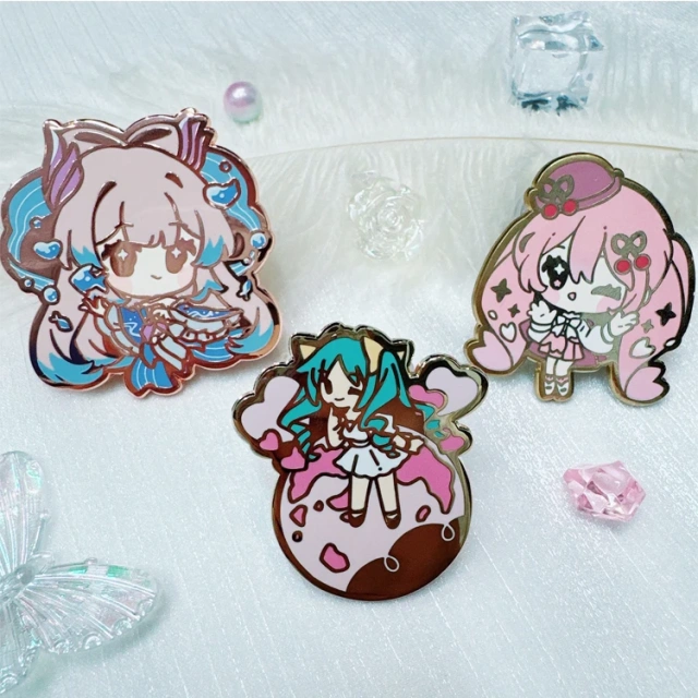 Custom Enamel Pin Anime Cute Hard Enamel Pin Custom Badge Manufacturer Cartoon Glitter UV Printed Soft Lapel Pin Metal Logo