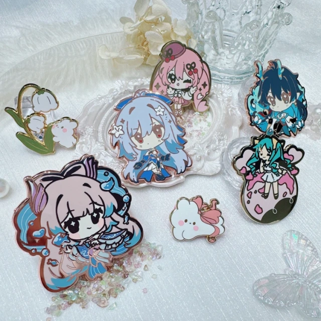 Custom Enamel Pin Anime Cute Hard Enamel Pin Custom Badge Manufacturer Cartoon Glitter UV Printed Soft Lapel Pin Metal Logo