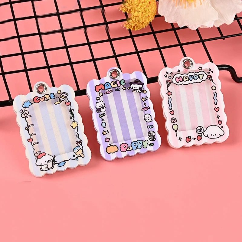 Custom Acrylic Photocard Holder Kpop Cartoon Anime Glitter Photo Card Case Keyring High Quality Acrylic Snap in photo keychain