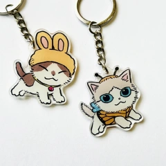 Custom Clear Acrylic Keychain Logo Cartoon Glitter Epoxy Keychain Charm Pin Stand Plastic Key Chain Anime Acrylic KeyringCustom