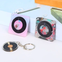 Personalized Custom Acrylic CD Case Keychain Mini Acrylic NFC Keychain Box Stand Printed Photo Custom Acrylic CD Charm NFC Chip