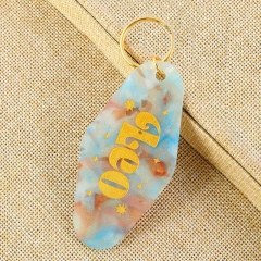 Custom Motel Keychain uv dtf Decal Blank Plastic Retro Motel Keychain Acrylic Luggage Tags Clear Glitter Motel Keychain