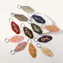 Custom Motel Keychain uv dtf Decal Blank Plastic Retro Motel Keychain Acrylic Luggage Tags Clear Glitter Motel Keychain