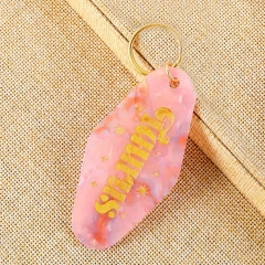 Custom Motel Keychain uv dtf Decal Blank Plastic Retro Motel Keychain Acrylic Luggage Tags Clear Glitter Motel Keychain