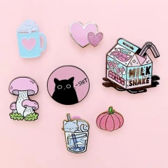 Wholesale Custom Hard Enamel Pin Black Plated Soft Enamel Lapel Pin Cute Anime Cartoon Badge Pins Printed Logo