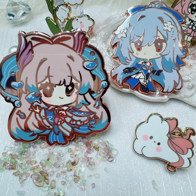 Cute Hard Enamel Pin Custom Badge Manufacturer Cartoon Glitter UV Printed Soft Lapel Pin Logo Custom Enamel Pin Anime