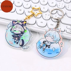 Wholesale Anime Acrylic Keychain Custom Holographic Glitter Acrylic Charm Clear Plastic Key Chain Printed Kpop Acrylic Keyring