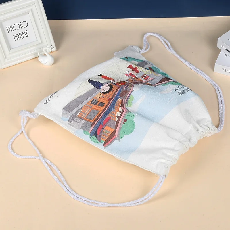Promotional Tote Bags For Women Canvas Shopping Bag Cotton Canvas Drawstring Bag With Custom Printed Logo