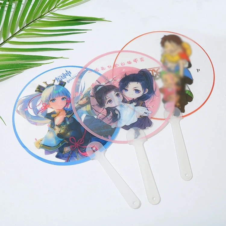 Promotional Gift Wholesale Custom Plastic Hand Fan Portability Cartoon Plastic Cartoon Mini Fan Plastic Fan for Advertisement