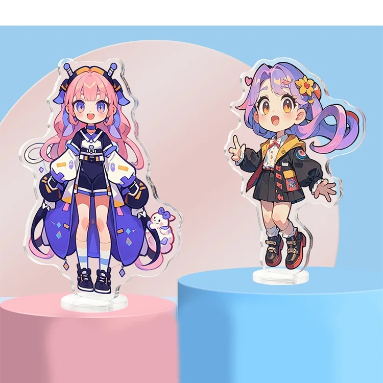 Custom Printed Acrylic Standee Cute Cartoon Quicksand Acrylic Stands Kpop Photo Card Anime Acrylic Keychain Keyring