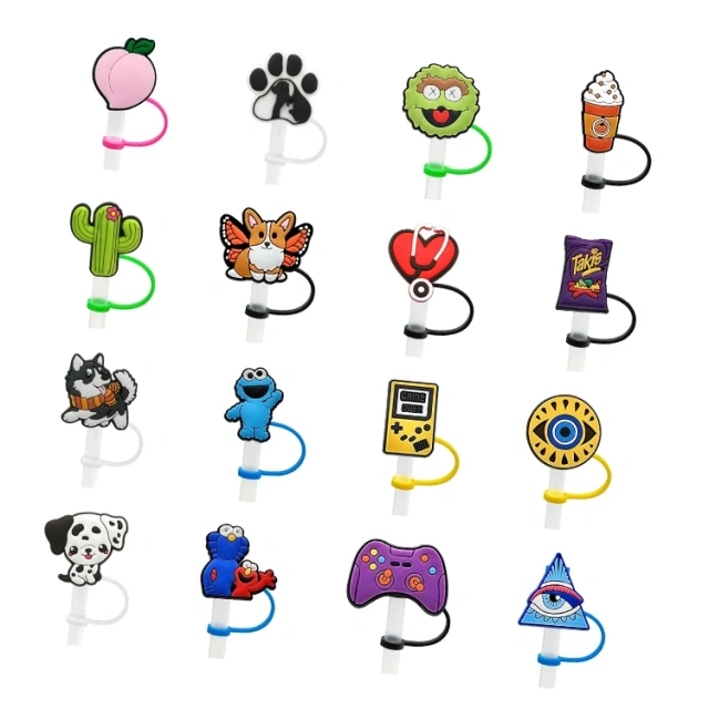 Wholesale Anime Straw Toppers Bow Dog Cup Christmas Tumble Horror Straw Toppers Custom Straw Topper