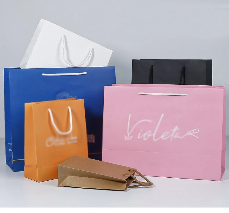 Custom Shoes Clothing Gift Bags Packaging With Logo Small Shipping Gift Bag White Black Kraft Paper Bags With Your Own Logo