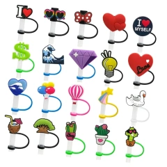 Wholesale Anime Straw Toppers Bow Dog Cup Christmas Tumble Horror Straw Toppers Custom Straw Topper