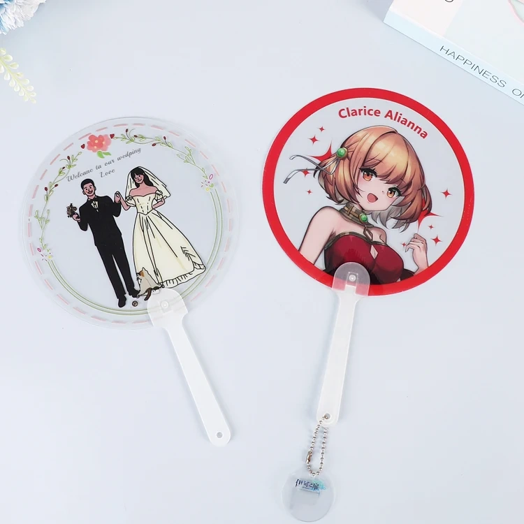 Promotional Gift Wholesale Custom Plastic Hand Fan Portability Cartoon Plastic Cartoon Mini Fan Plastic Fan for Advertisement