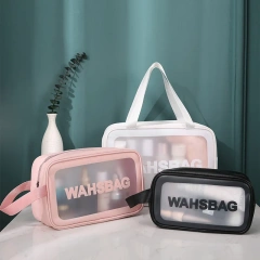 Wholesale Pink Clear Makeup Bag Set With Custom Logo Small Zipper Travel Pvc Wash Bag For Women Transparent Cosmetic Bags