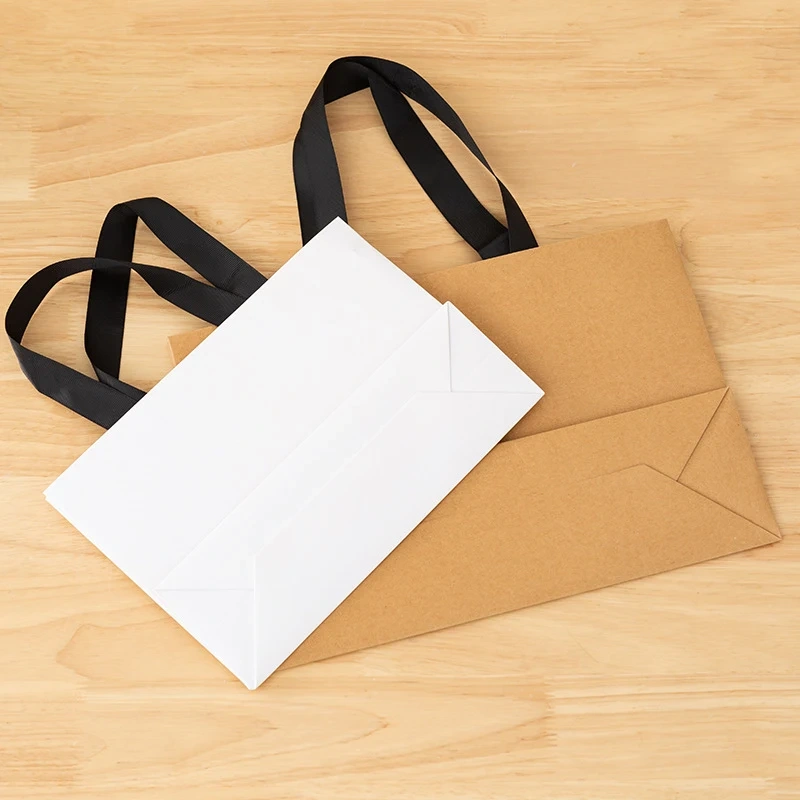 Custom Shoes Clothing Gift Bags Packaging With Logo Small Shipping Gift Bag White Black Kraft Paper Bags With Your Own Logo