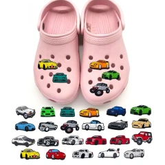 Wholesale Car Anime Cute Custom Cartoon Logo Soft Rubber PVC Eco-friendly Shoe Charms for Shoes Accessories
