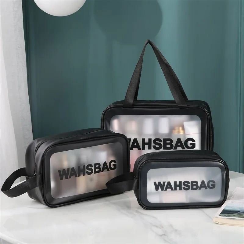 Wholesale Pink Clear Makeup Bag Set With Custom Logo Small Zipper Travel Pvc Wash Bag For Women Transparent Cosmetic Bags