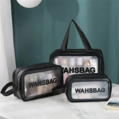 Wholesale Pink Clear Makeup Bag Set With Custom Logo Small Zipper Travel Pvc Wash Bag For Women Transparent Cosmetic Bags