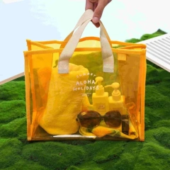 Customized PVC Shopping Beach Bags Handbag Waterproof PVC TPU Transparent Holographic Laser Summer Beach Tote Bag For Women