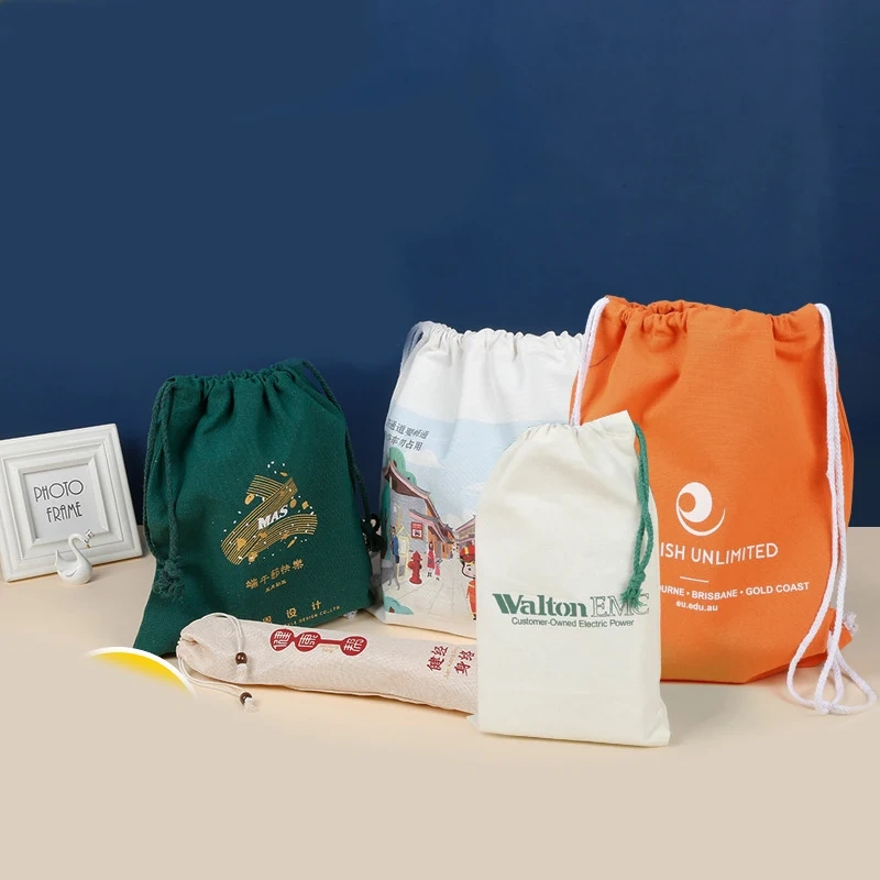 Promotional Tote Bags For Women Canvas Shopping Bag Cotton Canvas Drawstring Bag With Custom Printed Logo