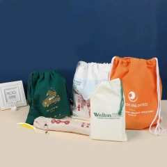 Promotional Tote Bags For Women Canvas Shopping Bag Cotton Canvas Drawstring Bag With Custom Printed Logo
