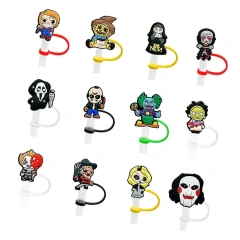 Wholesale Anime Straw Toppers Bow Dog Cup Christmas Tumble Horror Straw Toppers Custom Straw Topper