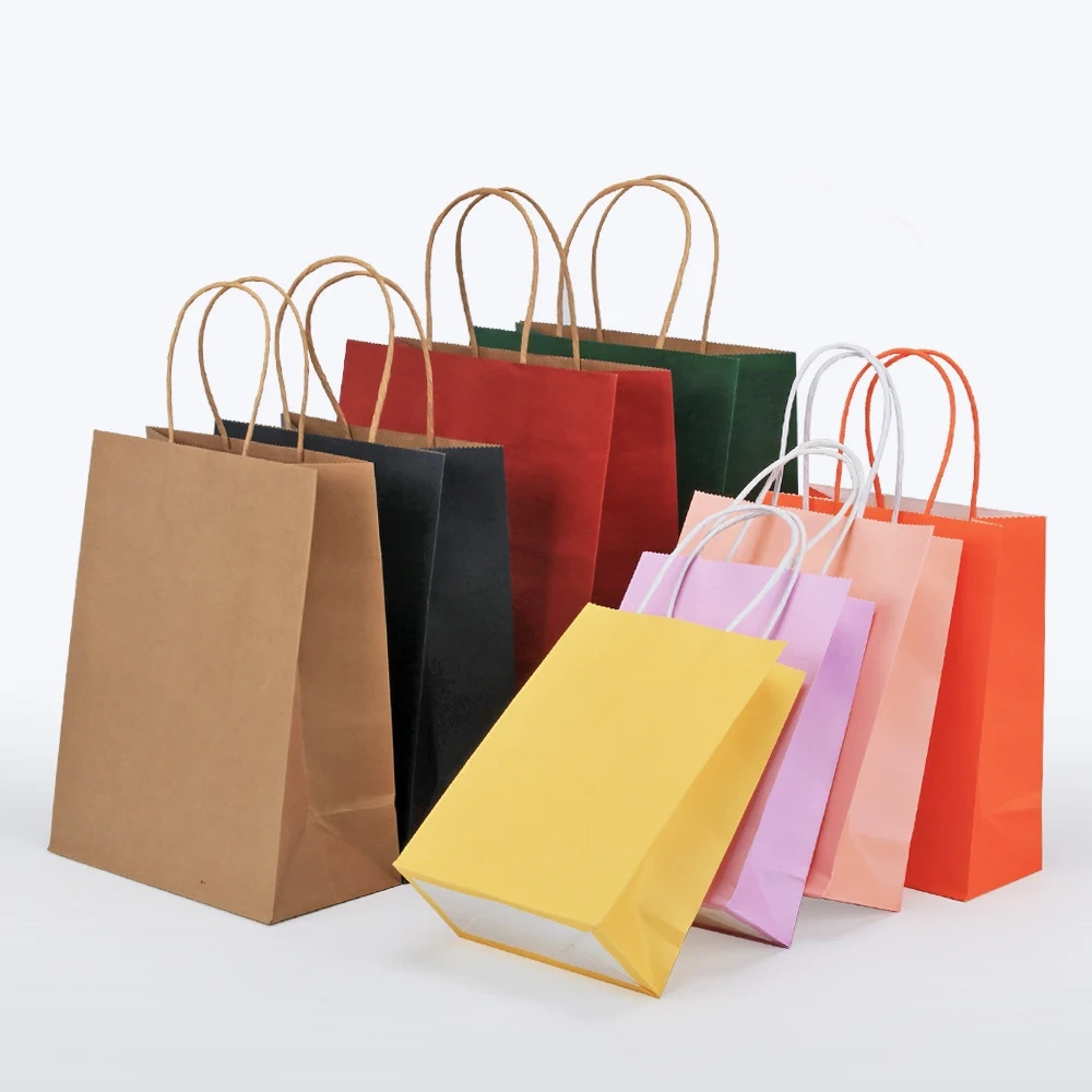 Promotional Paper Bag Custom Paper Bags with Your Own Logo Food Clothes Gift Shopping Brown Kraft Paper Bag with Handle
