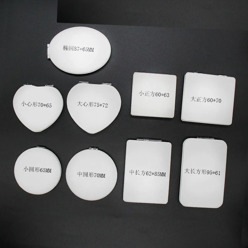 Heart Round Square Oval White Handheld Vanity Compact Mirror Smart Makeup Mirror Custom Logo Make Up PU Mirror